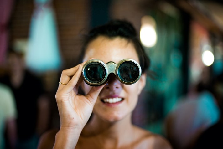 woman with binoculars
