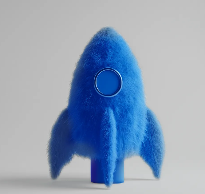 A furry blue rocket